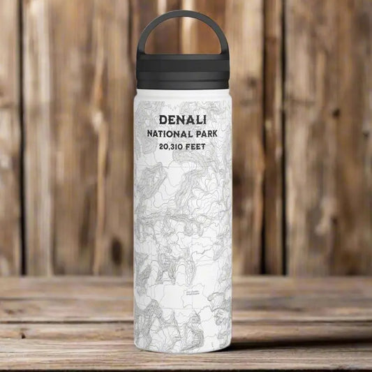 Denali National Park Topographic Stainless Steel Water Bottle Handle Lid Alaska 20,310 Ft. - Park Service Apparel