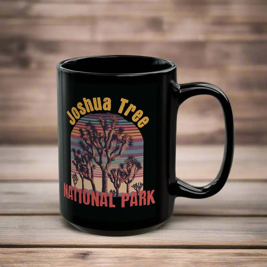 Joshua Tree National Park Retro Colorful Black Mug (11oz, 15oz) Coffee Tea Cup - Park Service Apparel