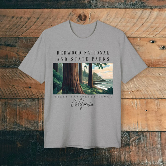 Redwood National and State Parks Unisex Fit Recycled T-shirt Coastal Trees Printify