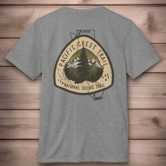 Pacific Crest Trail Adidas Premium Unisex Recycled Tech Sport Custom Hiking T-shirt Back Print - Park Service Apparel