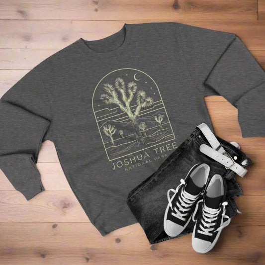 Joshua Tree National Park Unisex Fit Crewneck Sweatshirt Twilight Line Art - Park Service Apparel