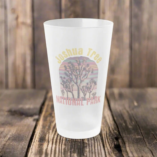 Joshua Tree National Park Frosted Pint Glass 16oz Retro Graphic - Park Service Apparel