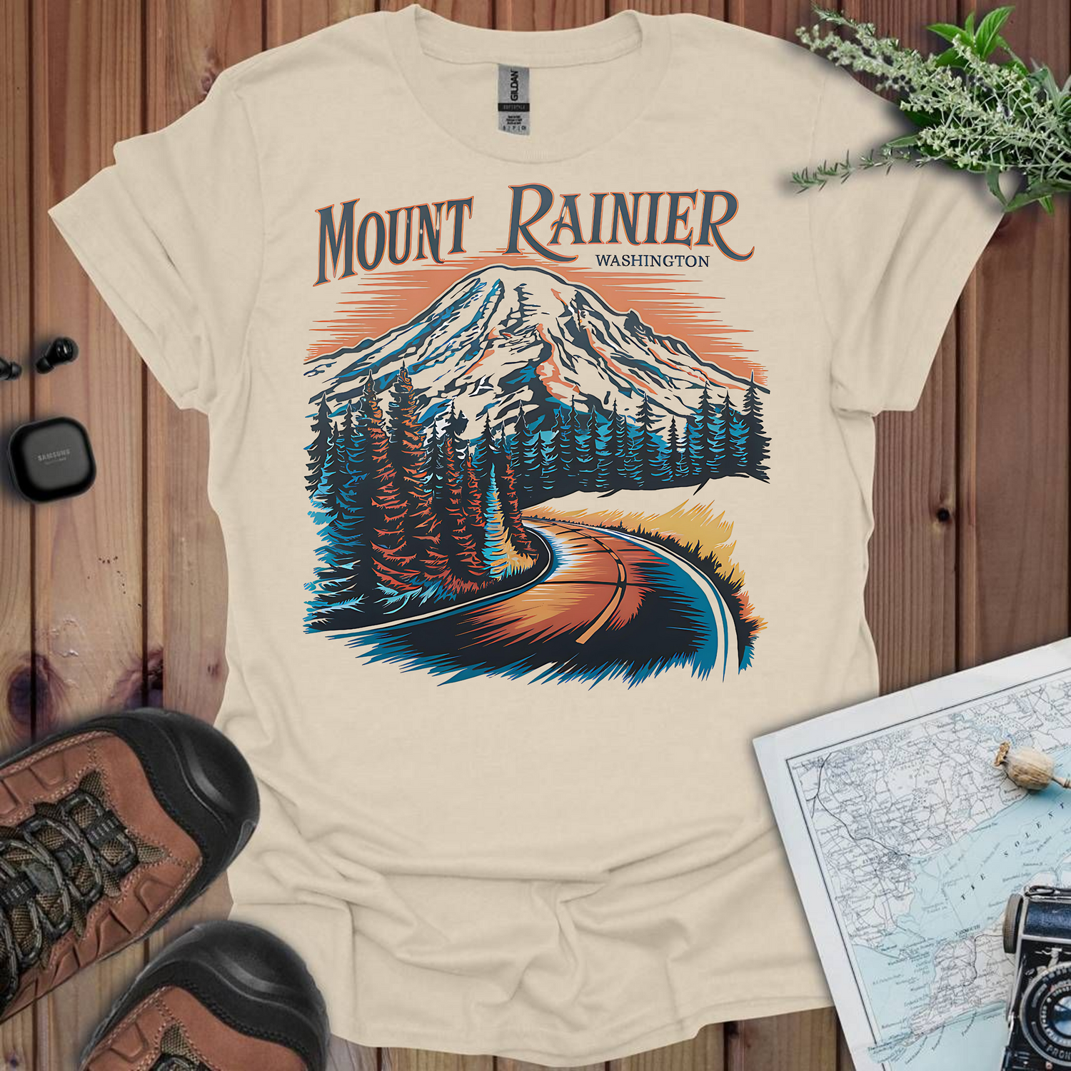 Mount Rainier Washington Unisex Fit Softstyle T-Shirt Printify