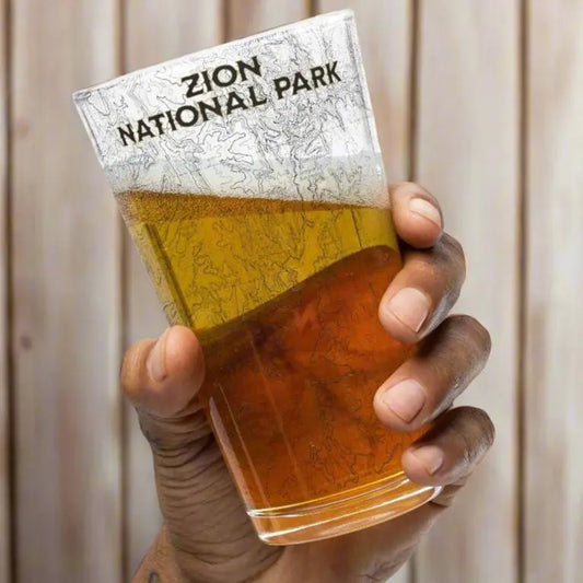 Zion National Park Topographic Pint Glass 16oz - Park Service Apparel