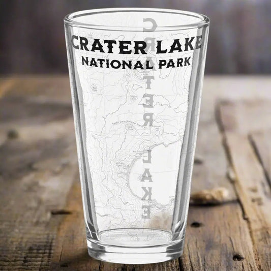 Crater Lake National Park Topographic Pint Glass USGS Topo Map PCT - Park Service Apparel